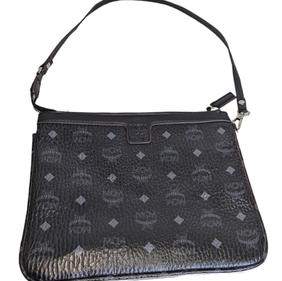 MCM Handbags - MCM - Black Leather Pouch Purse W/ Monogram